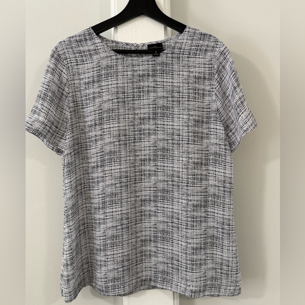 Worthington Black and White Short-Sleeve Textured Tee